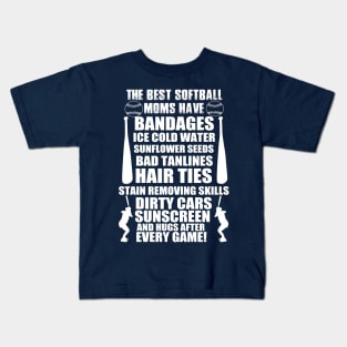 The BEST Softball Moms Have Bandages Funny Fastpitch product Kids T-Shirt